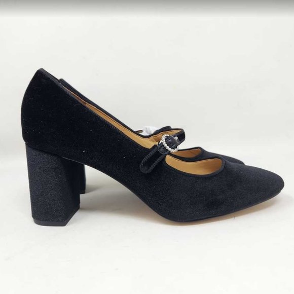 New women's 6.5 J Crew Factory velvet Mary Jane pumps in Black - Picture 6 of 11